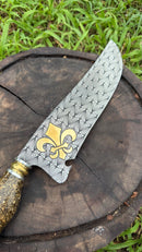 Faca Artesanal “Flor de Aço” – A Elegância do Inox com Detalhes em Ouro 24k